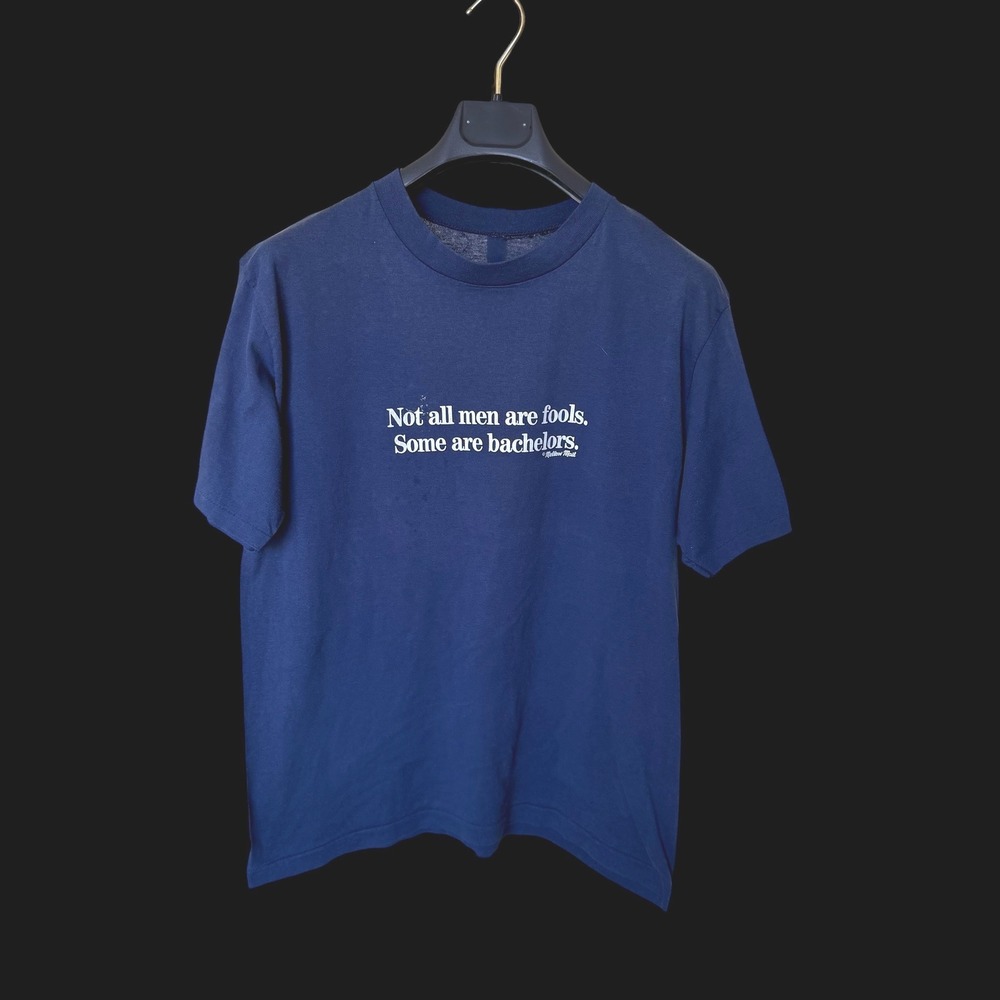 Vintage 70's Bachelors Humor T-Shirt Mens Navy Blue Sz M/L